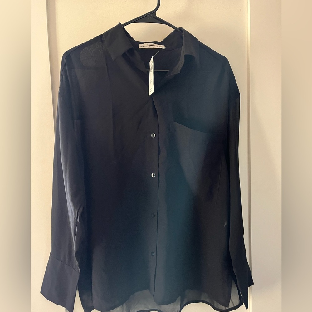 Abercrombie Long-Sleeve Sheer Button-Up Shirt